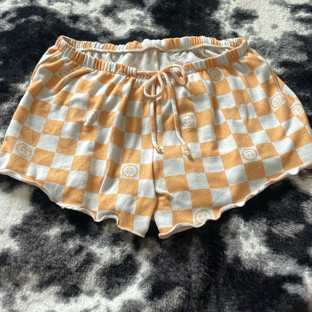 Orange smiley face sleep shorts